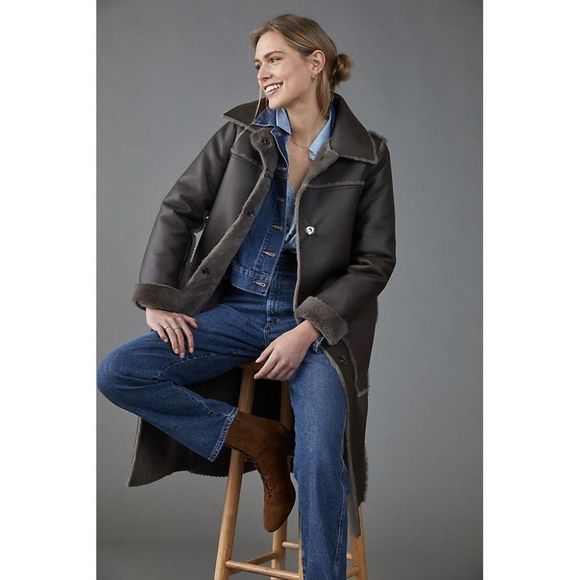 ANTHROPOLOGIE New Kerry Reversible Faux Fur Coat - Picture 1 of 7